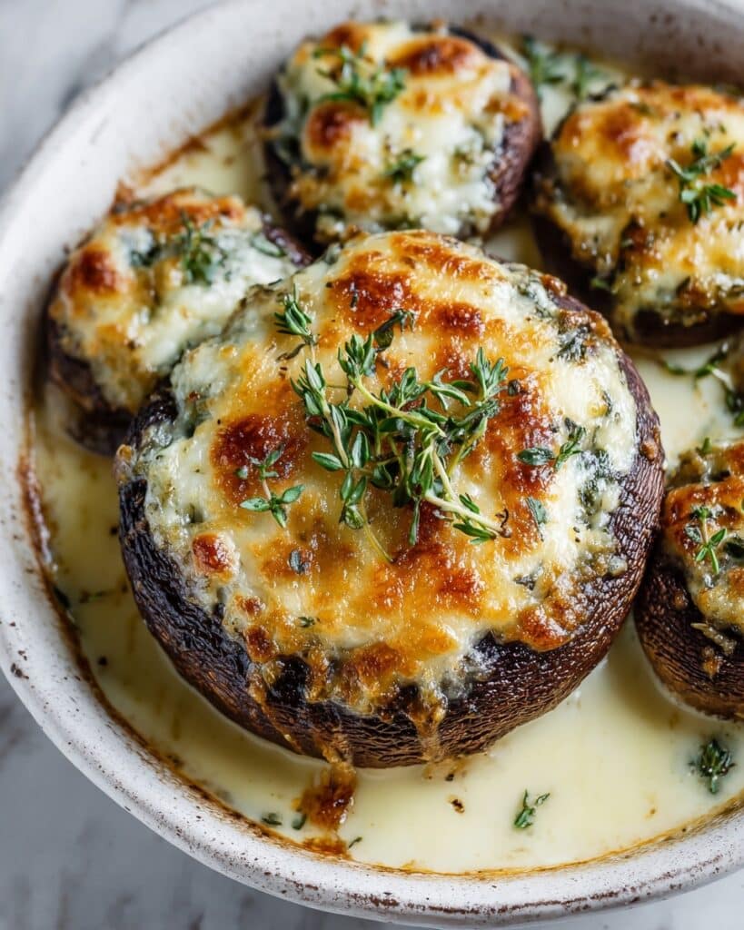 Whole Baked Mushrooms with Mozzarella Recipe