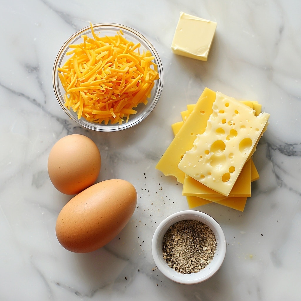 A clear glass bowl sits on a light gray cloth over a white marbled surface, filled with creamy, pale yellow cheesy dip sprinkled with finely grated orange cheese and a dash of black pepper. Resting on top inside the bowl is a golden-brown waffle with a crisp texture, slightly soaking into the dip at one corner, showing a soft white interior. Around the bowl on the marbled surface, scattered small piles of shredded bright orange cheese add contrast to the scene. Photo taken with an iphone --v 7