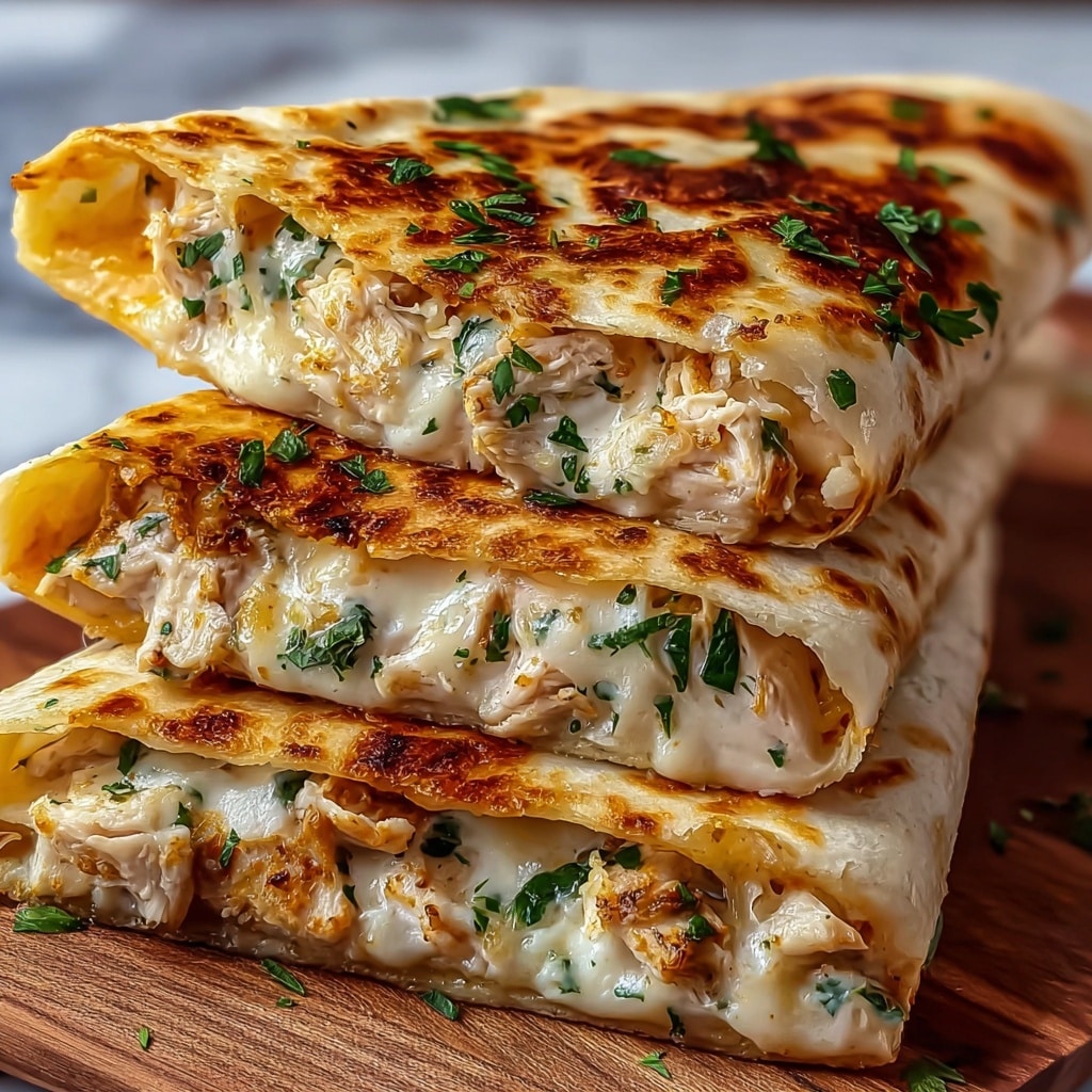 Ooey-Gooey Cheesy Garlic Chicken Wraps Recipe