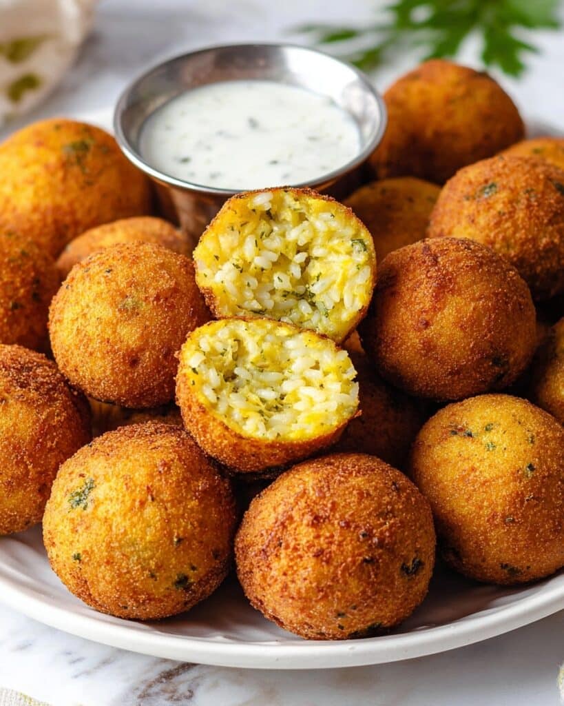 Cheesy Fried Rice Balls with Broccoli Recipe