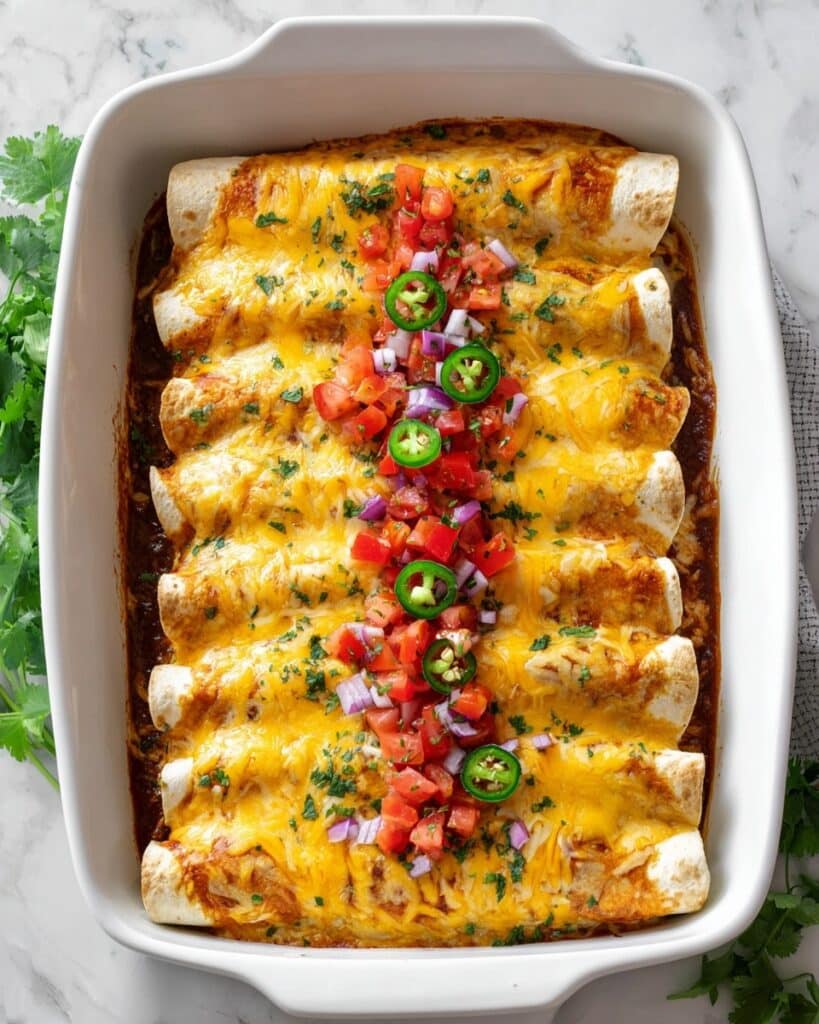 Creamy Chicken Enchiladas with Black Beans, Green Chilis, and Melted Cheese Recipe