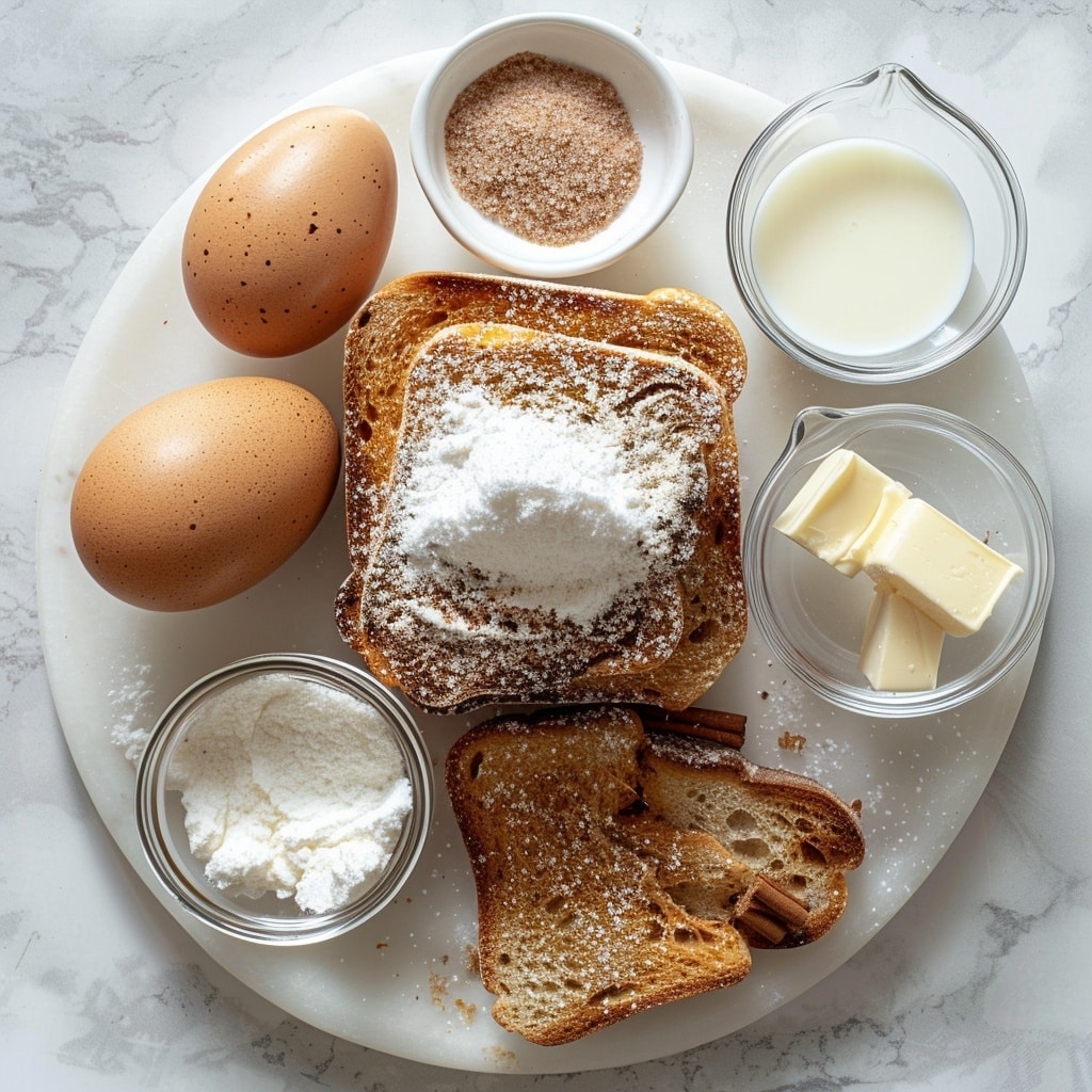 The image shows a stacked dessert made of two thick, golden brown waffle squares, each dusted lightly with powdered sugar. Between the waffles, there is a scoop of creamy white ice cream, slightly melting and mixing with the warm waffle. Another scoop of ice cream sits on top of the upper waffle, also melting around the edges. The waffles have a crispy texture with some darker cinnamon-like specks. The dish is served on a white plate with a white marbled texture beneath it, with powdered sugar scattered around the plate. photo taken with an iphone --v 7