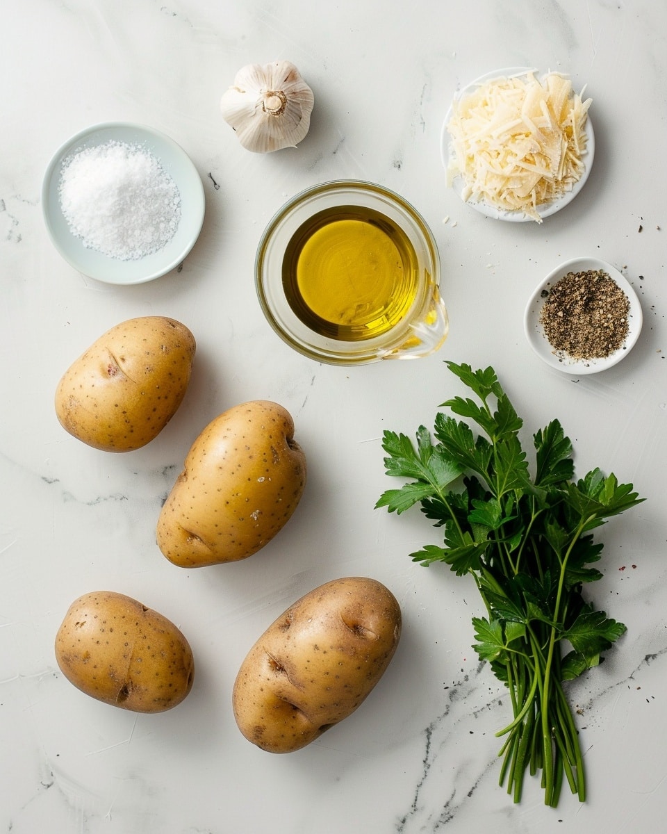 Single white plate featuring a neatly arranged portion of golden, crispy roasted potato wedges seasoned with herbs and sprinkled with grated parmesan, close-up angled shot revealing the tender, fluffy interior contrasted by the crunchy, spiced crust, garnished with finely chopped fresh parsley, placed on a white marble surface with natural soft lighting, styled as a delicious individual serving ready to eat, photo taken with an iphone --ar 4:5 --v 7