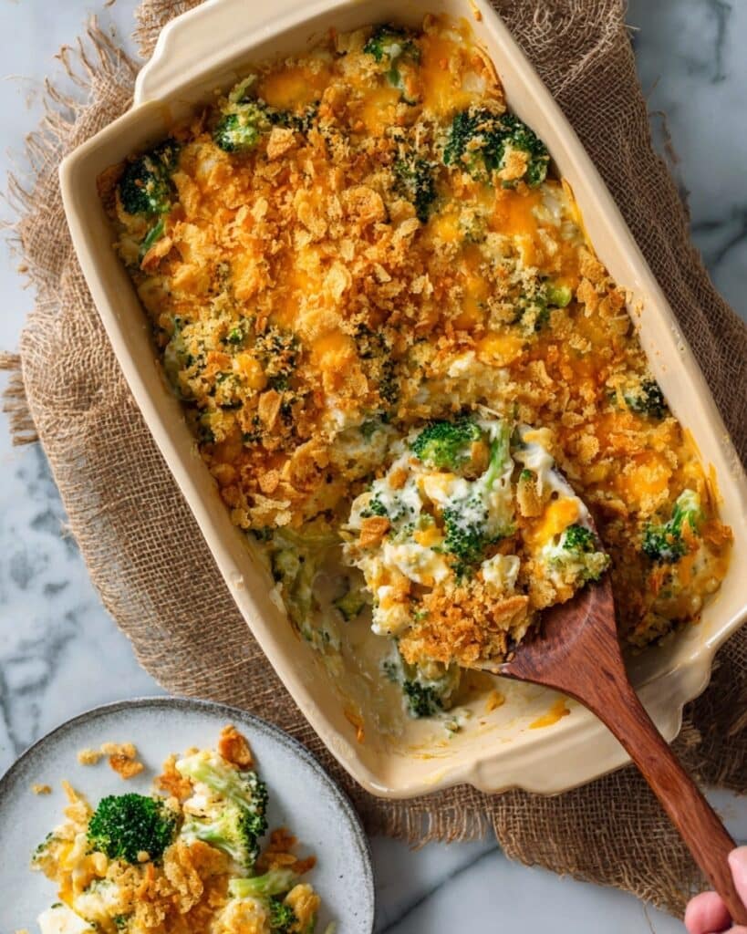Cheesy Chicken and Broccoli Rice Casserole with Ritz Cracker Topping Recipe