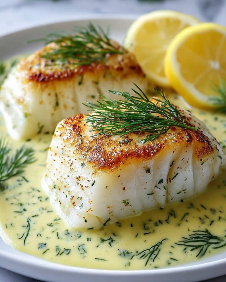 Delicious Baked Cod with Lemon Dill Sauce for Quick Dinners Recipe