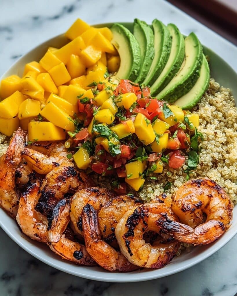Shrimp and Avocado Bowls with Mango Salsa & Lime-Chili Sauce Recipe