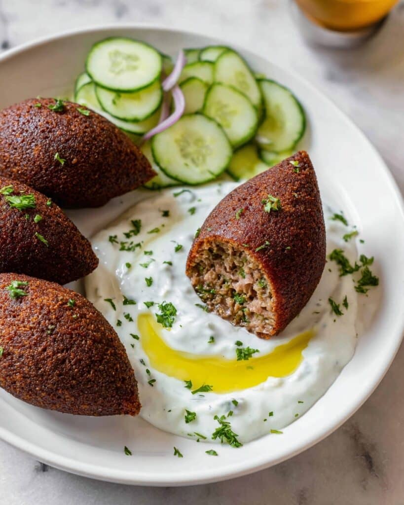 Crispy Fried Kibbeh Balls with Mint and Pine Nuts Recipe