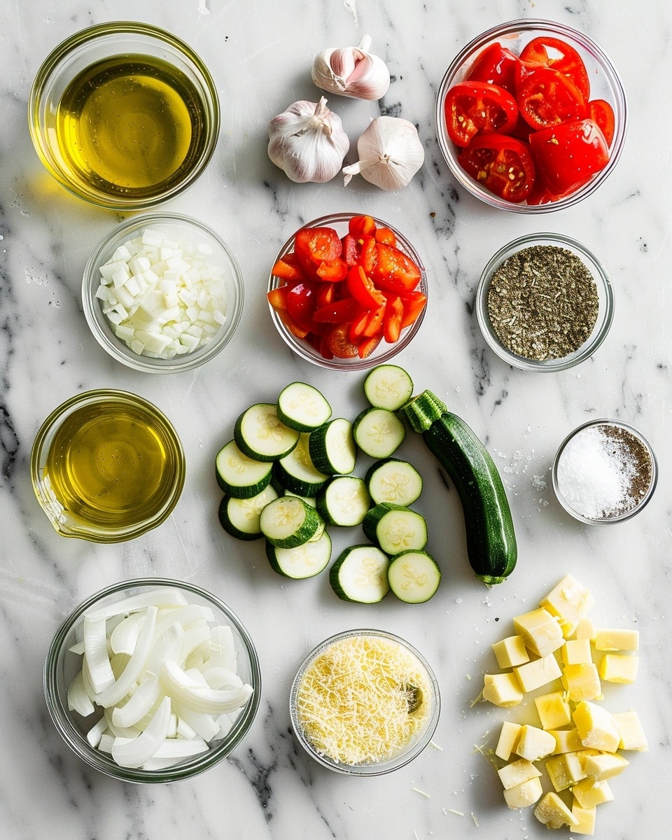 Single white ceramic square dish with one portion of baked zucchini gratin, showing layers of tender zucchini slices and creamy cheesy sauce richly browned on top, close-up angled view revealing the golden melted cheese and textured interior beneath the crust, garnished with a sprinkle of black pepper, served on a white marble surface, styled natural light food blog presentation photo taken with an iphone --ar 4:5 --v 7