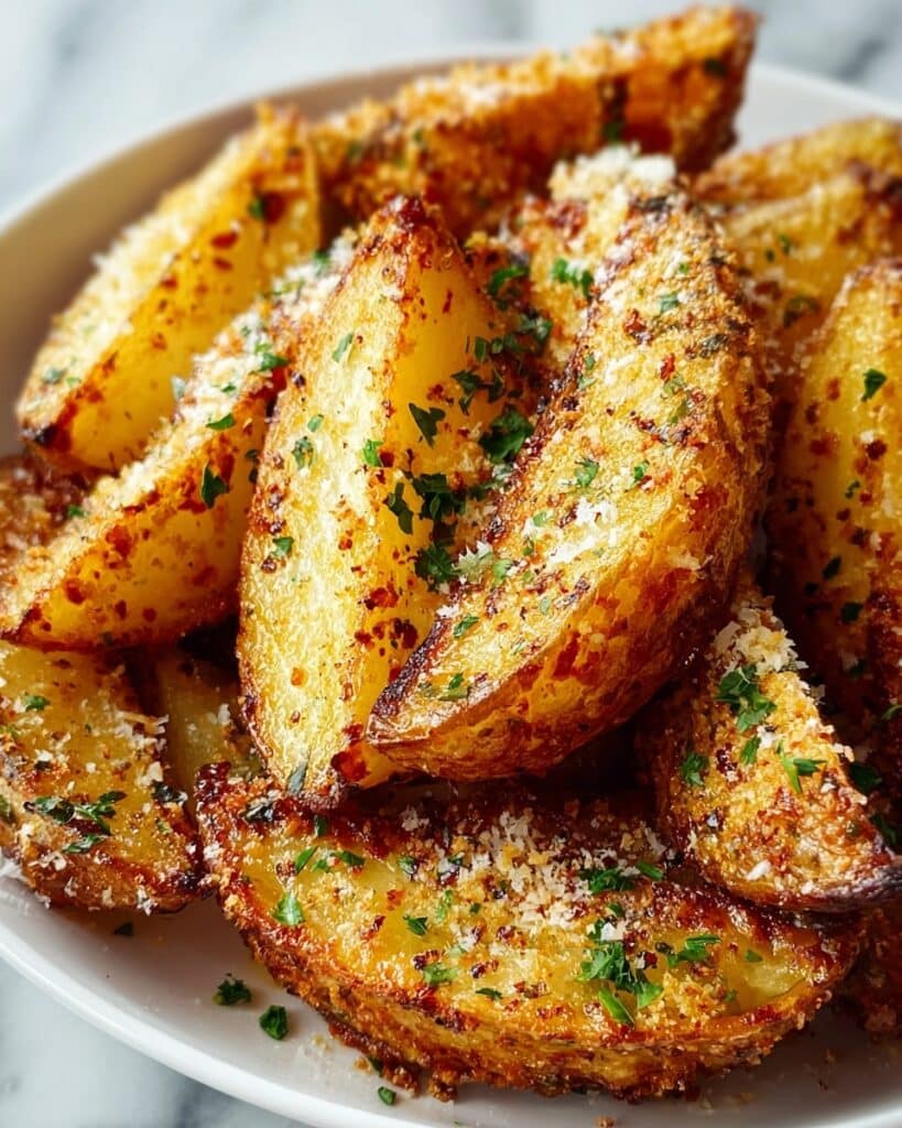 Baked Garlic Parmesan Potato Wedges Recipe