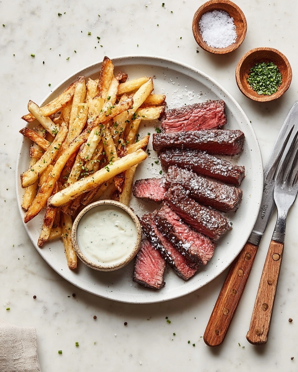 Homemade Steak Frites with Juicy Ribeye, Crispy French Fries, and Garlic Aioli Recipe - Recipe Image
