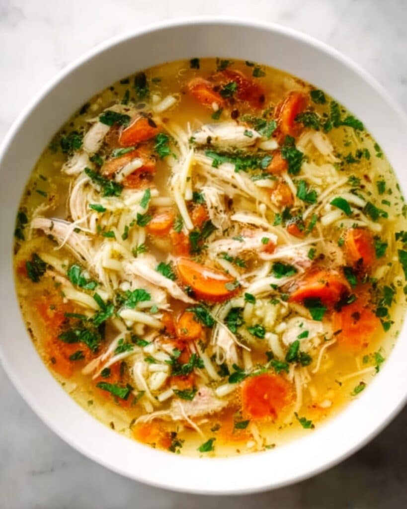 Creamy Lemon Herb Chicken Orzo Soup Recipe