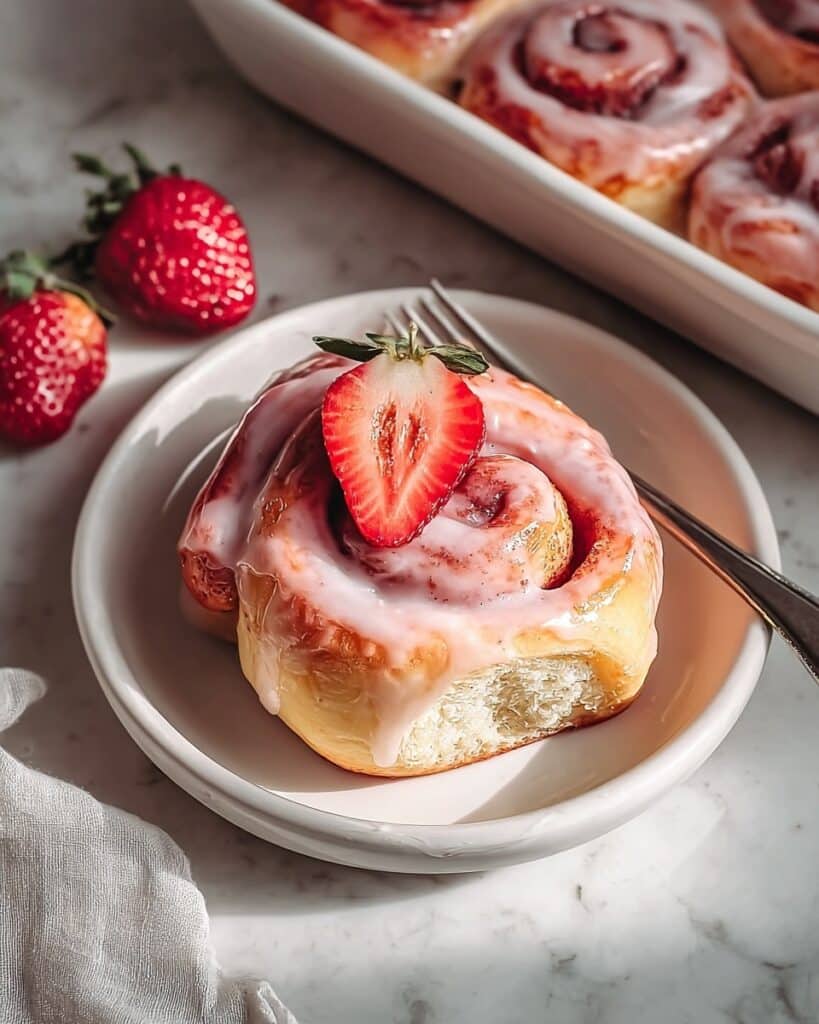 Soft Strawberry Cinnamon Rolls with Creamy Glaze Recipe