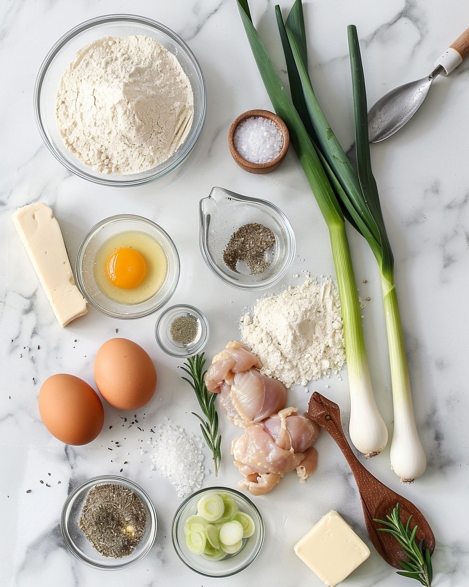 A single white plate with a generously sized portion of creamy chicken pot pie, showcasing a golden, flaky puff pastry crust with delicate herbs on top, revealing tender chunks of white chicken, bright green peas, and soft celery pieces in a thick, savory sauce, close-up angled shot emphasizing the flaky layers of crust and creamy interior filling, natural lighting highlighting the textures, placed on a white marble surface, styled like a food blog serving photo taken with an iphone --ar 4:5 --v 7