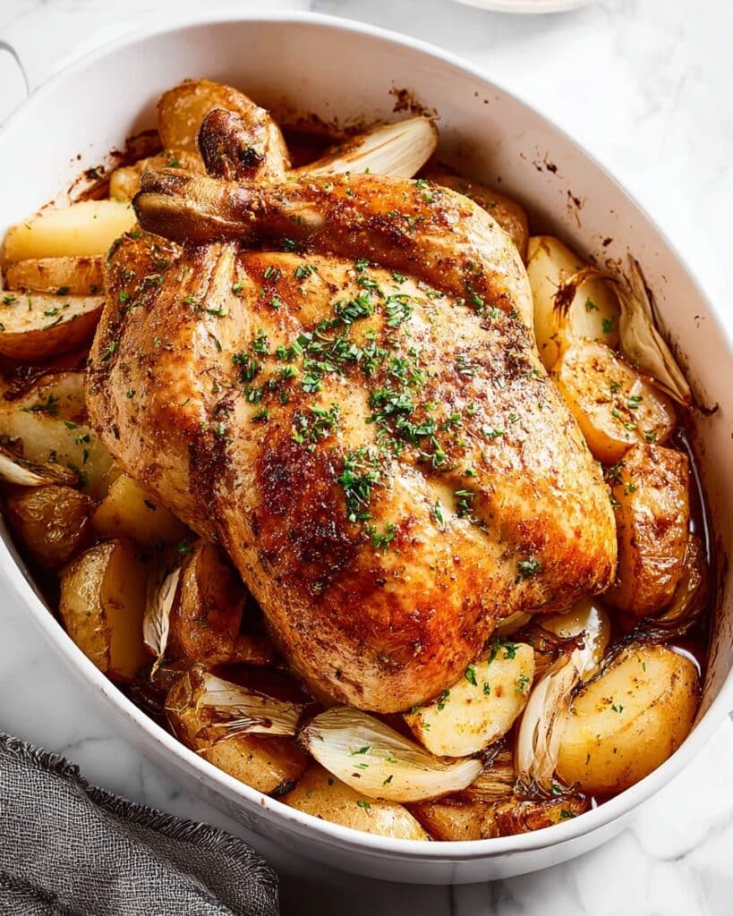 Dutch Oven Roast Chicken with Lemons, Garlic, and Vegetables Recipe