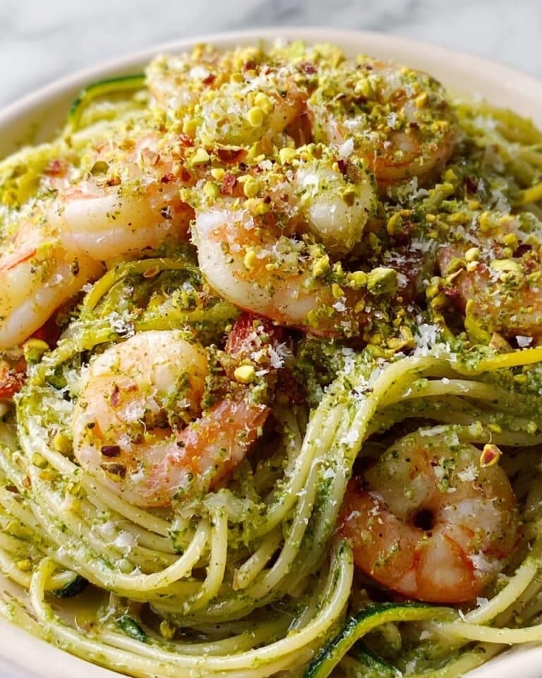 Easy & Creamy Pistachio Pesto Pasta with Shrimp Recipe