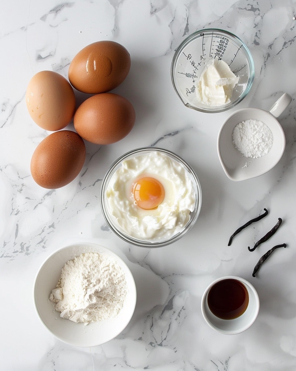 Single white plate with one thick, square slice of golden-topped, fluffy baked cheesecake showcasing its smooth, creamy interior texture, angled to reveal the soft, airy crumb beneath the slightly browned crust, garnished with a few fresh, whole strawberries on the side, all set against a white marble background under natural lighting, styled like an inviting, individual dessert serving from a food blog, photo taken with an iphone --ar 4:5 --v 7