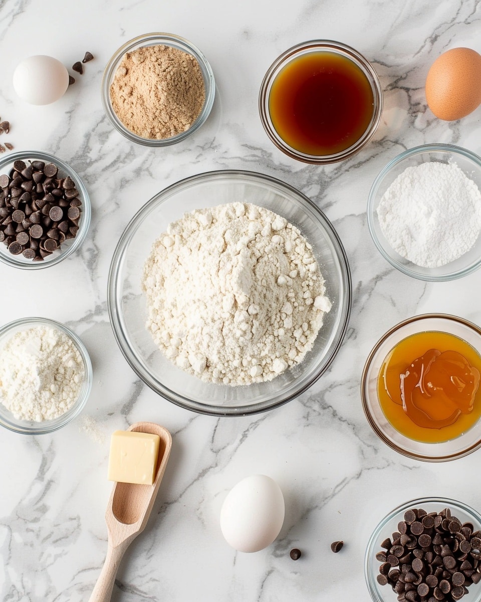 Single white plate showcasing a neatly sliced square portion of layered dessert bars, featuring a crumbly golden crust base, a thick rich dark chocolate layer beneath a dense creamy pale custard layer, topped with a glossy caramel glaze and a generous sprinkle of semi-sweet chocolate chips, angled close-up view emphasizing the distinct textures and clean layers, placed on a white marble surface under natural light, styled as a ready-to-eat plated serving from a food blog, photo taken with an iphone --ar 4:5 --v 7