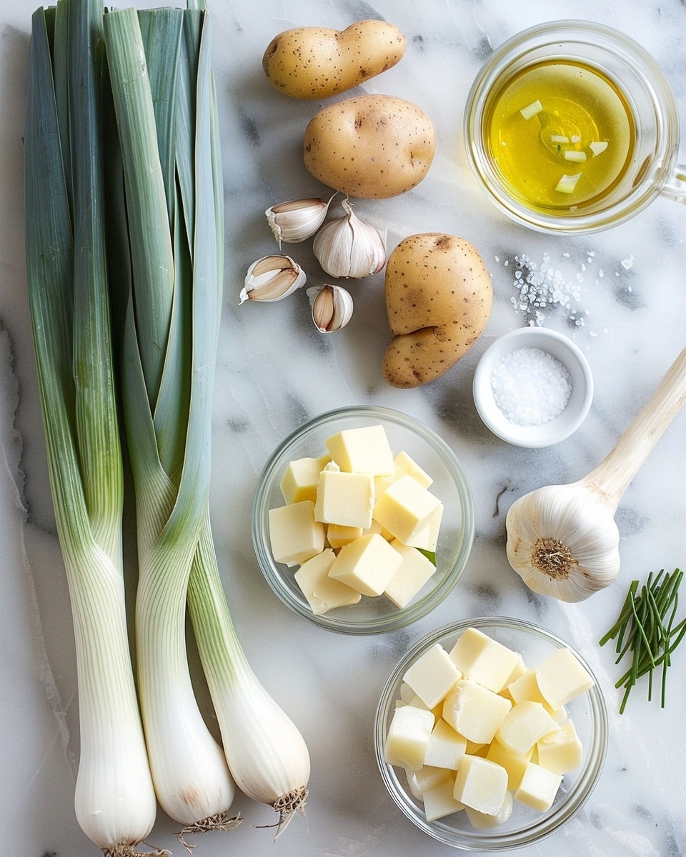 Single white bowl filled with a creamy portion of potato soup, close-up angled shot emphasizing the smooth, velvety texture of the soup with tender potato slices visible just beneath the surface, sprinkled with freshly ground black pepper and chopped chives for vibrant contrast, gently steaming to highlight warmth, placed on a white marble background, styled as a comforting individual serving ready to eat, photo taken with an iphone --ar 4:5 --v 7