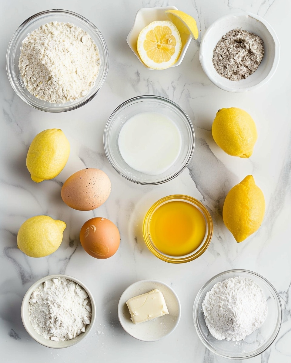 A single white porcelain plate holding one lemon tartlet with a delicate, flaky golden crust dusted lightly with powdered sugar, showcasing the thick, glossy, vibrant yellow lemon curd filling gently oozing between the crisp pastry layers, photographed from a close-up, angled side view to emphasize the tart’s smooth, creamy interior texture and the crumbly edges, placed on a white marble surface under natural light, styled for an intimate, elegant food blog presentation, photo taken with an iphone --ar 4:5 --v 7