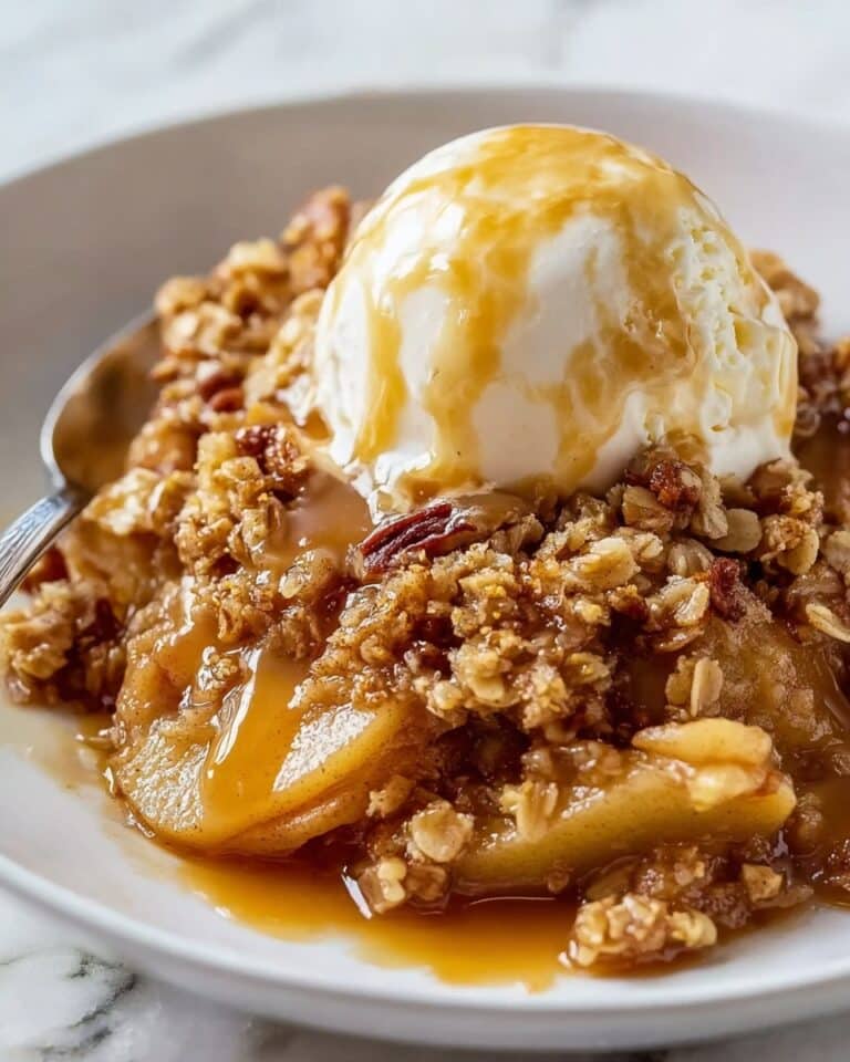 Caramel Apple Crisp with Easy Caramel Sauce Recipe