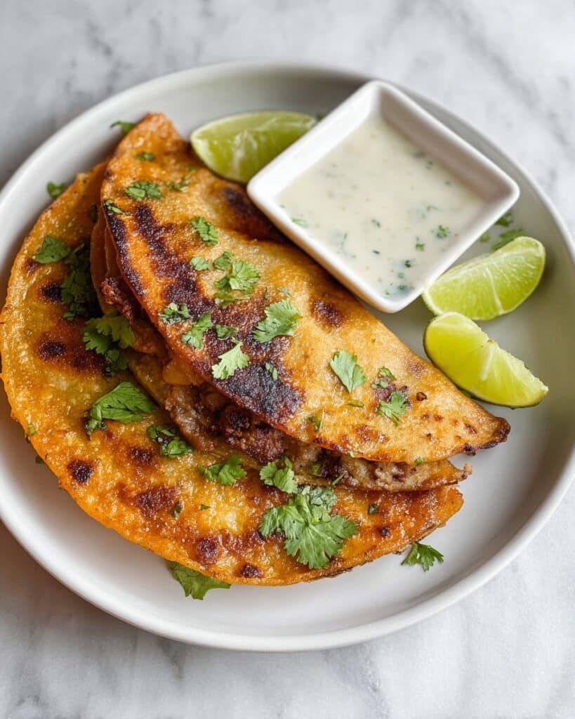 Crispy Beef Tacos with Cheesy Crisps and Creamy Jalapeno Recipe
