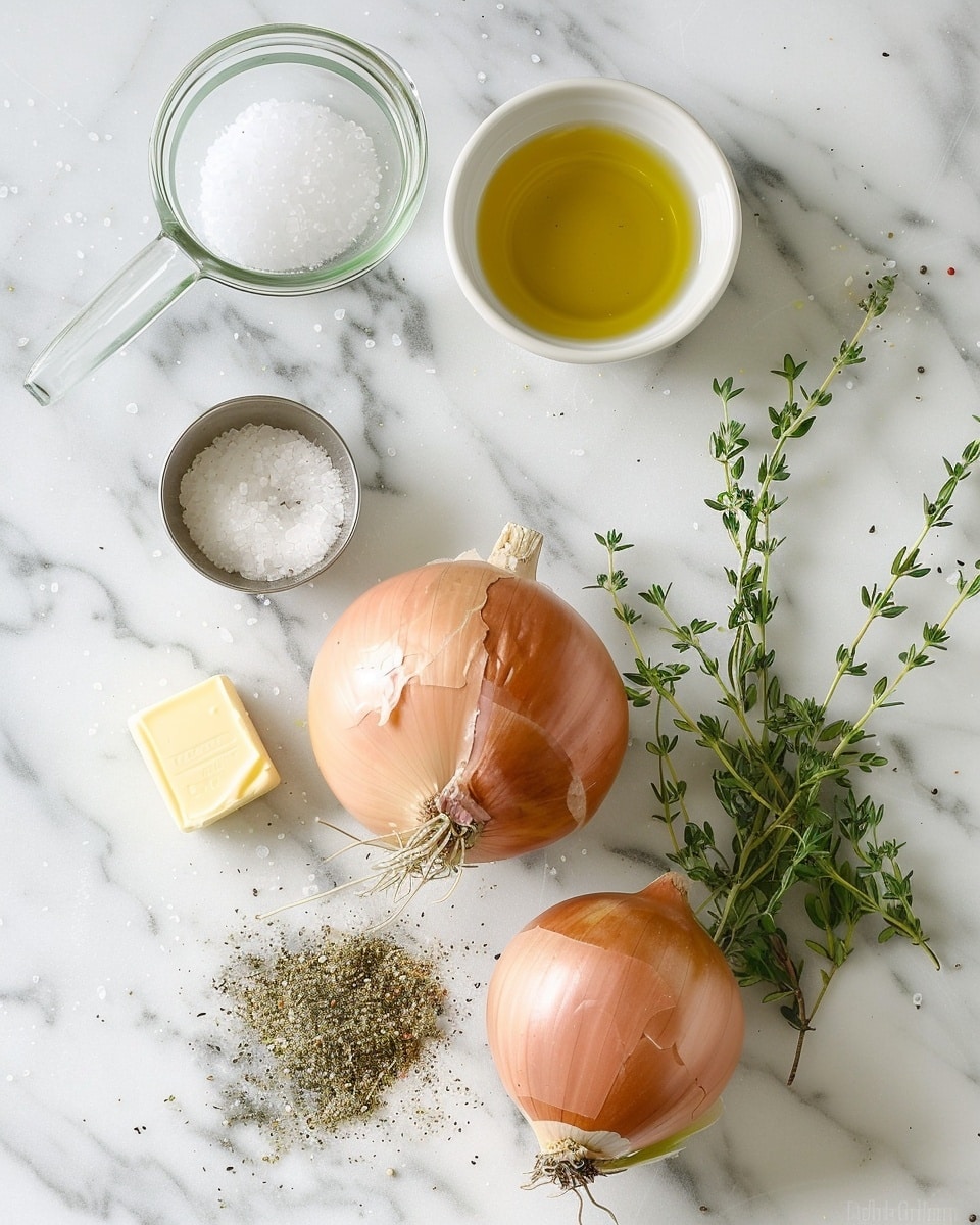 Single white plate showcasing a perfectly roasted whole onion resting on a crinkled foil square, glistening with a golden-brown spice crust and drizzled with rich, oily seasoning pooling gently around its base, close-up angled shot emphasizing the soft translucent layers and caramelized edges of the onion, steam lightly rising to highlight its tender interior, placed on a white marble surface, styled as an intimate plated serving photo taken with an iphone --ar 4:5 --v 7