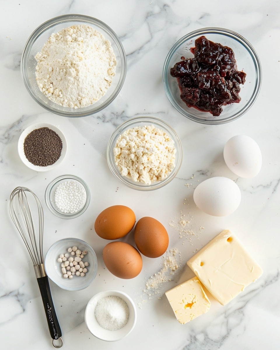 Single white plate featuring one pale pink macaron placed prominently, sliced in half to reveal the smooth creamy filling inside, surrounded by a few fresh strawberries and delicate white pearl sprinkles scattered artistically on the plate, close-up angled shot highlighting the macaron’s crisp shell texture and soft interior, natural lighting enhancing the pastel tones, white marble background creating a clean and elegant presentation, styled food blog serving, photo taken with an iphone --ar 4:5 --v 7