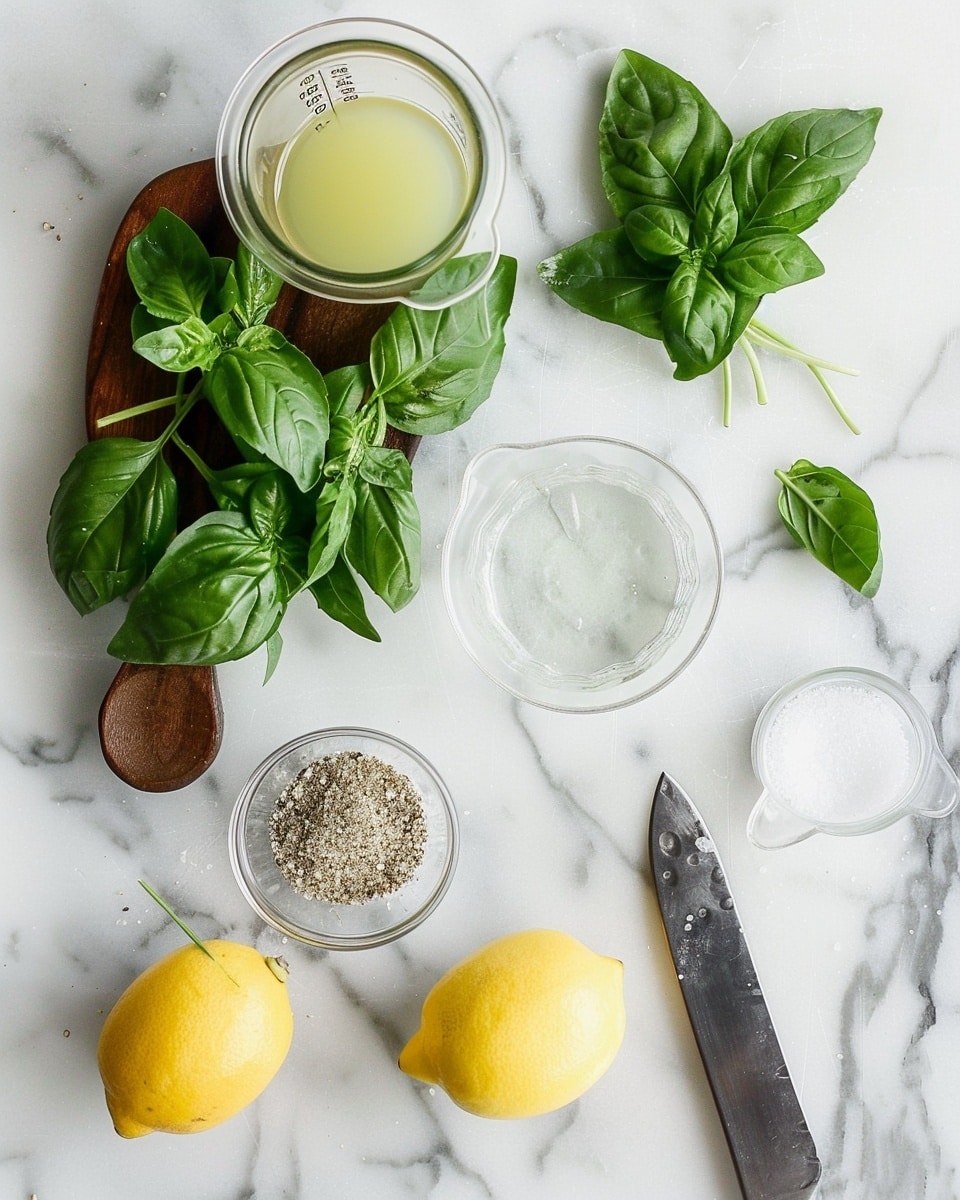 Single white bowl containing one perfectly rounded scoop of creamy lemon and basil sorbet, showing a smooth texture with vibrant pale yellow color accented by a fine green basil stripe running through its middle, garnished with a fresh basil leaf on top, placed on a white marble surface with natural lighting highlighting the sorbet’s refreshing, icy interior, styled as an elegant individual serving from a food blog, photo taken with an iphone --ar 4:5 --v 7