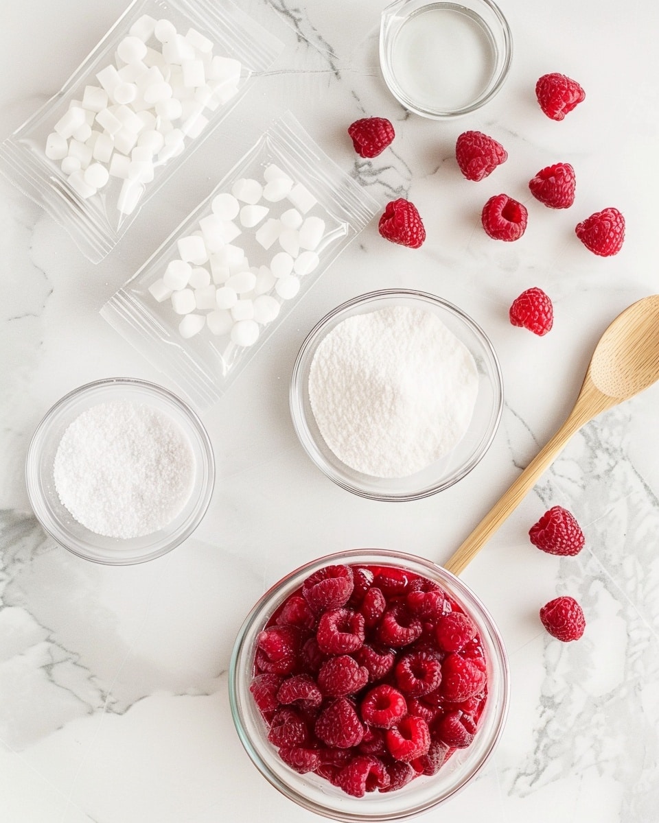 Single white plate featuring one slice of red heart-shaped gelatin dessert with a glossy surface and translucent texture, showing the smooth, shiny interior and delicate jelly layers, garnished with fresh raspberries and a sprig of mint beside the slice, natural light highlighting the vibrant red color and freshness, placed on white marble surface, intimate plated serving photo taken with an iphone --ar 4:5 --v 7