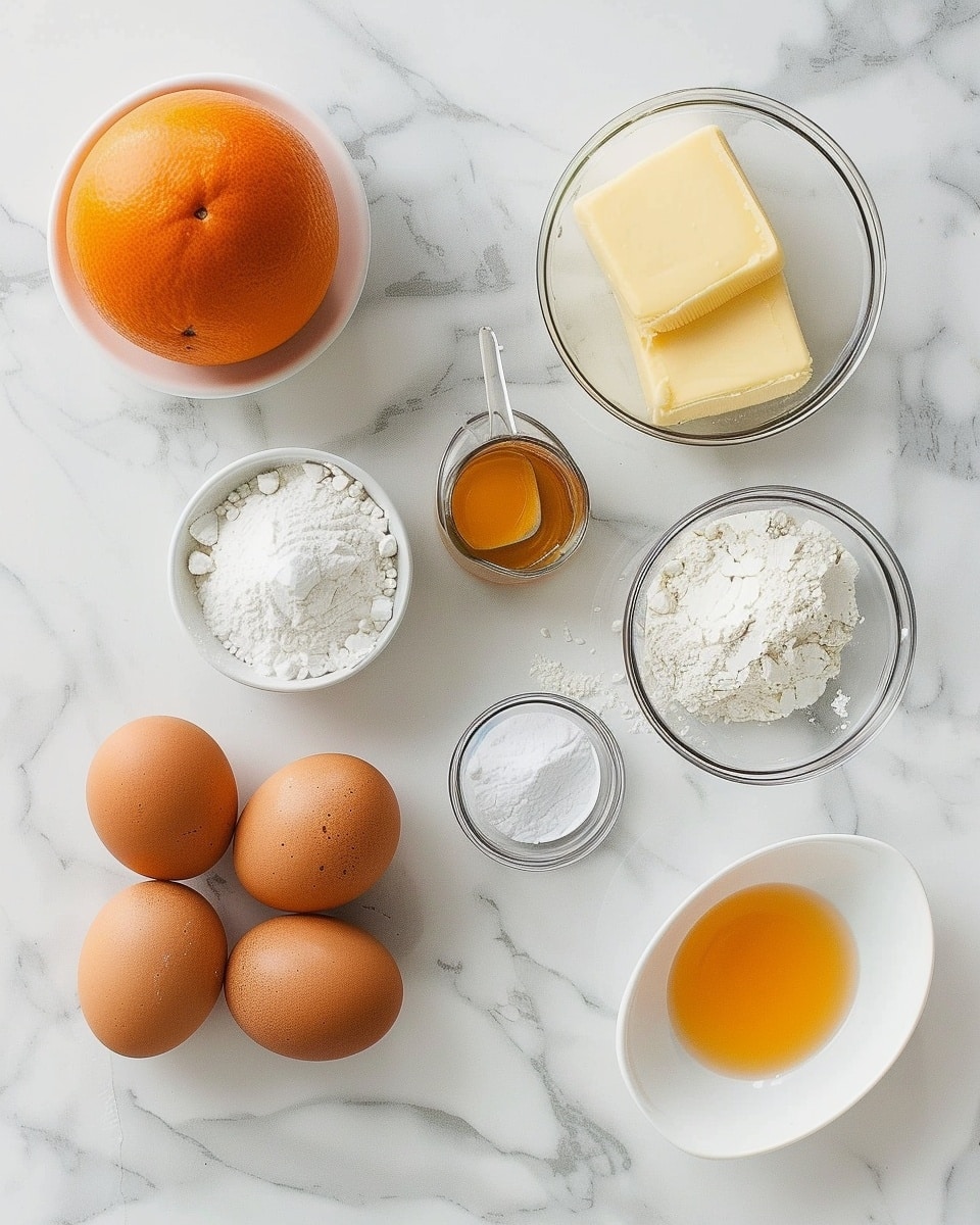 A single slice of moist orange cake on a pristine white plate, angled to reveal the tender crumb and subtle orange zest throughout the interior, with a glossy, lightly caramelized top layer glistening in natural light, small fresh orange wedges and green leaves artfully placed around the plate for garnish, set on a white marble surface, styled like an elegant food blog presentation, close-up intimate view photo taken with an iphone --ar 4:5 --v 7