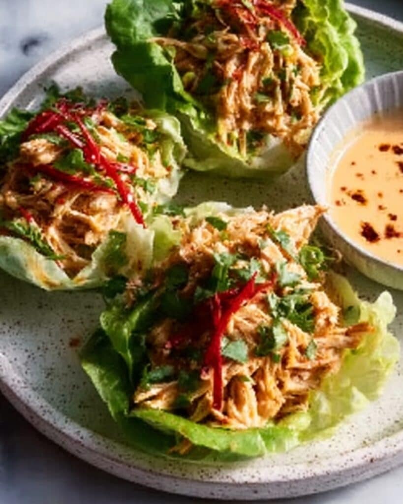 Fresh Spring Roll Lettuce Cups with Creamy Peanut Sauce Recipe
