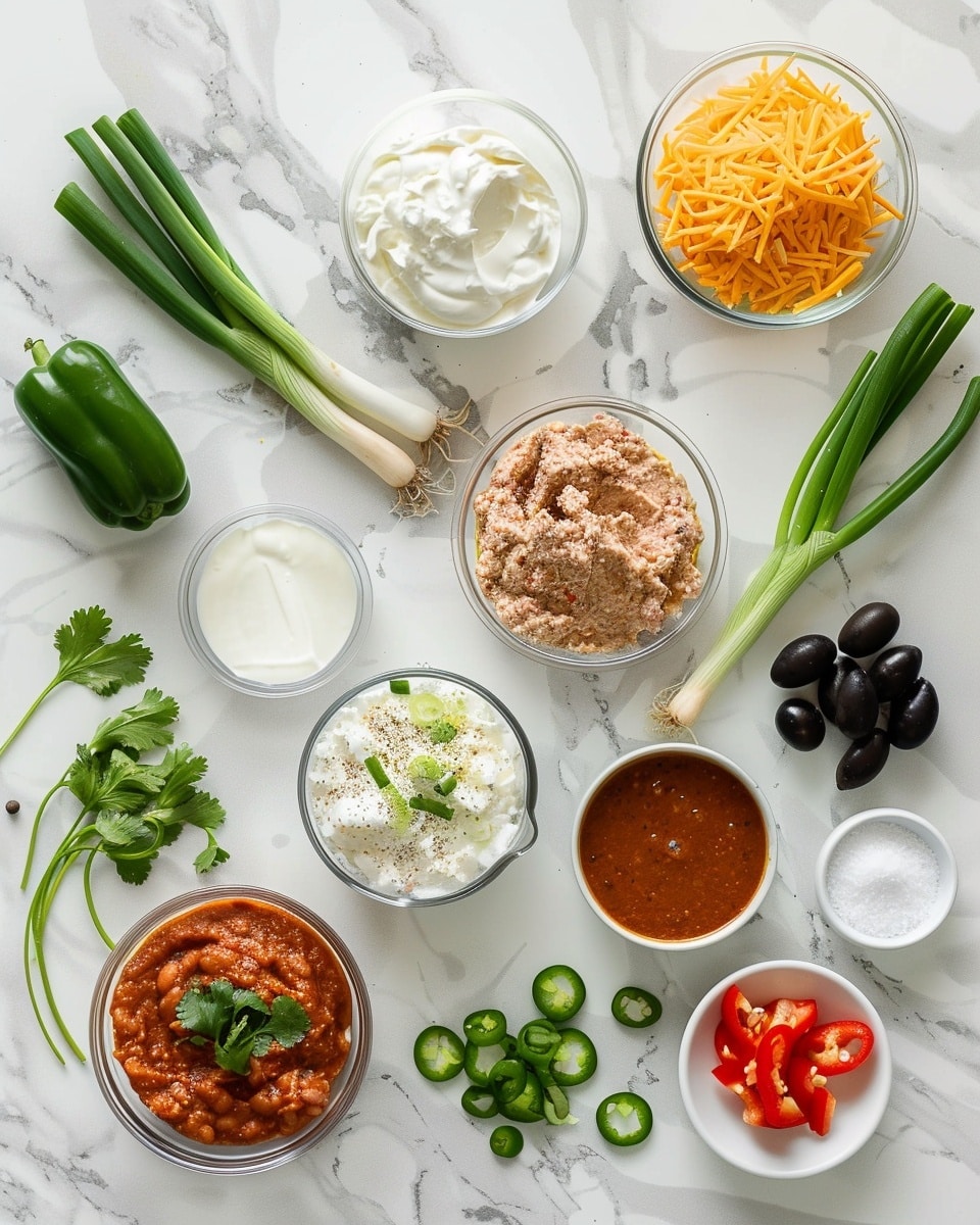 Single serving of layered seven-layer dip presented on a white plate, showcasing a thick wedge portion with visible layers of refried beans, creamy guacamole, sour cream, shredded cheddar and mozzarella cheeses, diced tomatoes, chopped green onions, and sliced black olives, close-up angled view emphasizing the vibrant colors and textures of each layer, garnished with a sprinkle of chopped cilantro, natural lighting, styled on a white marble surface, intimate food blog style photo taken with an iphone --ar 4:5 --v 7