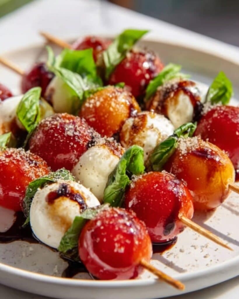 Easy Mini Caprese Skewers with Sweet Balsamic Glaze Recipe