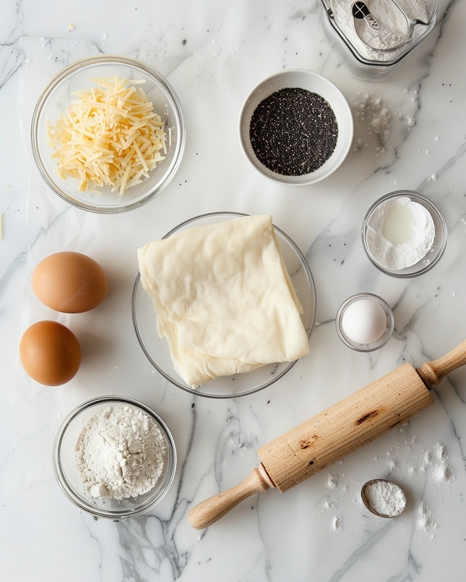 Single white plate showcasing one golden-brown cheese and herb puff pastry twist, close-up angle highlighting the flaky layers and bubbling melted cheese intertwined with specks of seasoning on the crust, placed on a white marble surface with natural lighting, styled as an inviting individual serving from a food blog, photo taken with an iphone --ar 4:5 --v 7