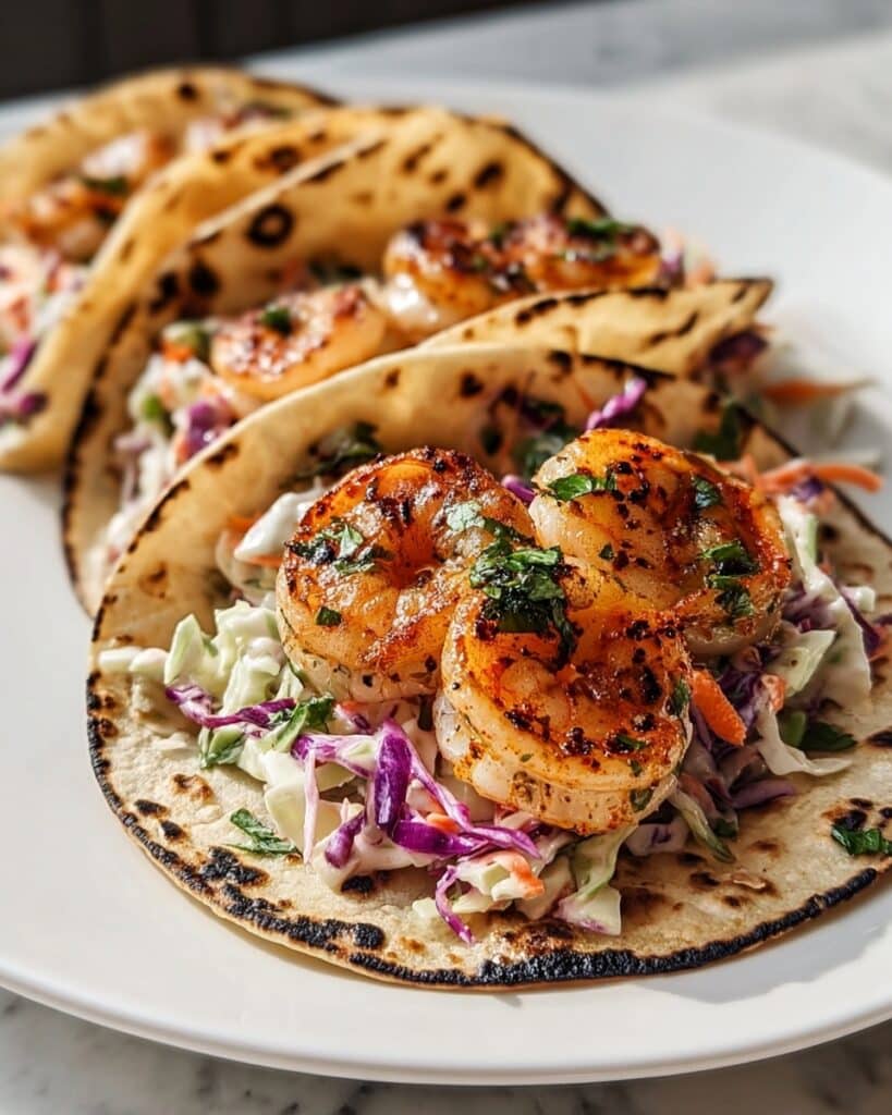Cilantro Lime Shrimp Tacos with Creamy Slaw Recipe