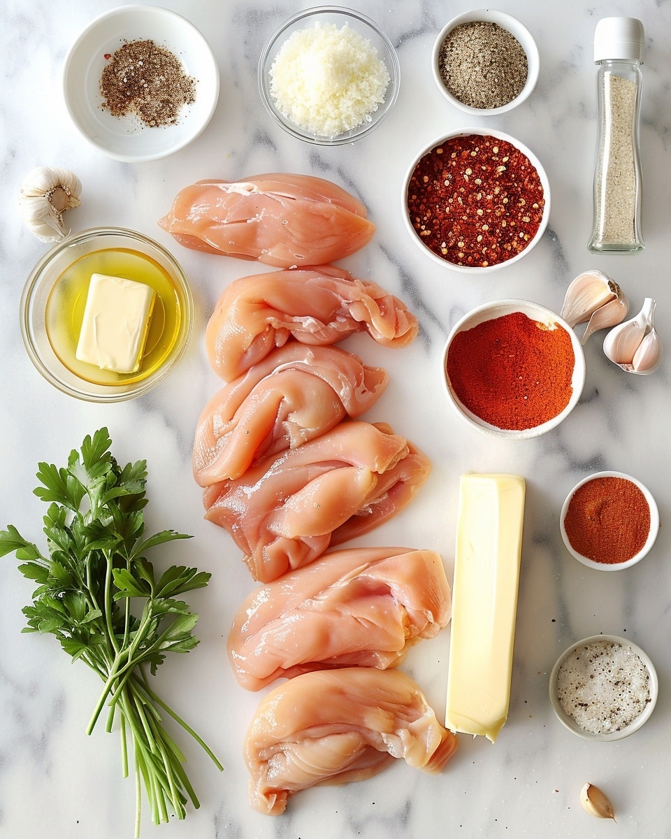 Single white plate displaying a close-up view of one crispy baked chicken skewer topped generously with melted cheese, chopped herbs, and a sprinkling of grated Parmesan, showing the golden-brown crust with hints of green herbs and red pepper flakes, slight texture of tender chicken beneath the cheese layer visible, garnished with fresh parsley, presented on a white marble background with natural lighting, intimate plated serving photo taken with an iphone --ar 4:5 --v 7