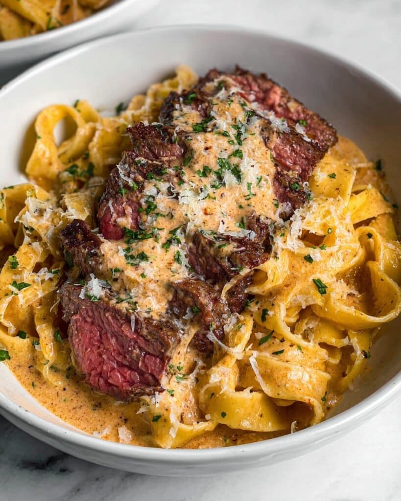 Creamy Cajun Steak Pasta with Parmesan and Lemon Recipe