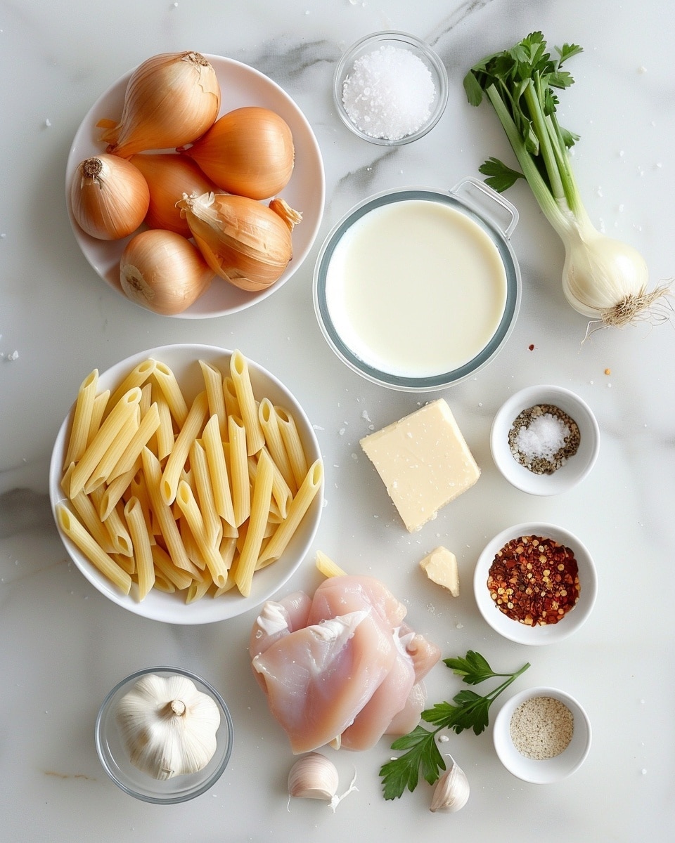 Single white bowl with a close-up view of a plated serving of creamy rotini pasta mixed with tender seared chicken chunks, coated in a rich, velvety cheese sauce speckled with black pepper, garnished with finely chopped fresh parsley on top, steam faintly rising to emphasize warmth, set on a white marble surface in natural daylight, intimate styled food blog presentation photo taken with an iphone --ar 4:5 --v 7