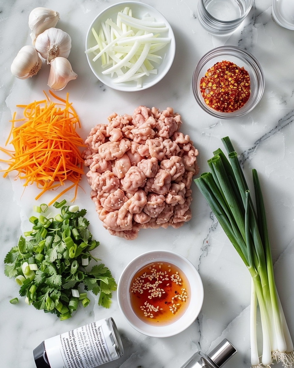 Single white plate with one golden-brown baked egg roll, sliced diagonally to reveal the detailed interior of seasoned vegetables and meat filling, displayed on a bed of shredded leafy greens, accompanied by a small dollop of vibrant red sweet chili dipping sauce on the side, close-up shot highlighting the crispy, bubbly texture of the wrapper and the colorful layered filling inside, plated with natural light on a white marble surface, intimate food blog style photo taken with an iphone --ar 4:5 --v 7