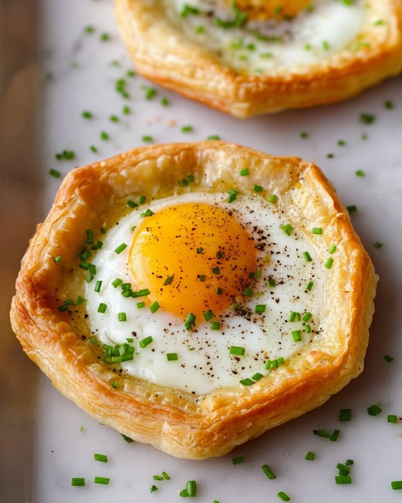 Cheesy Puff Pastry Baked Eggs Recipe