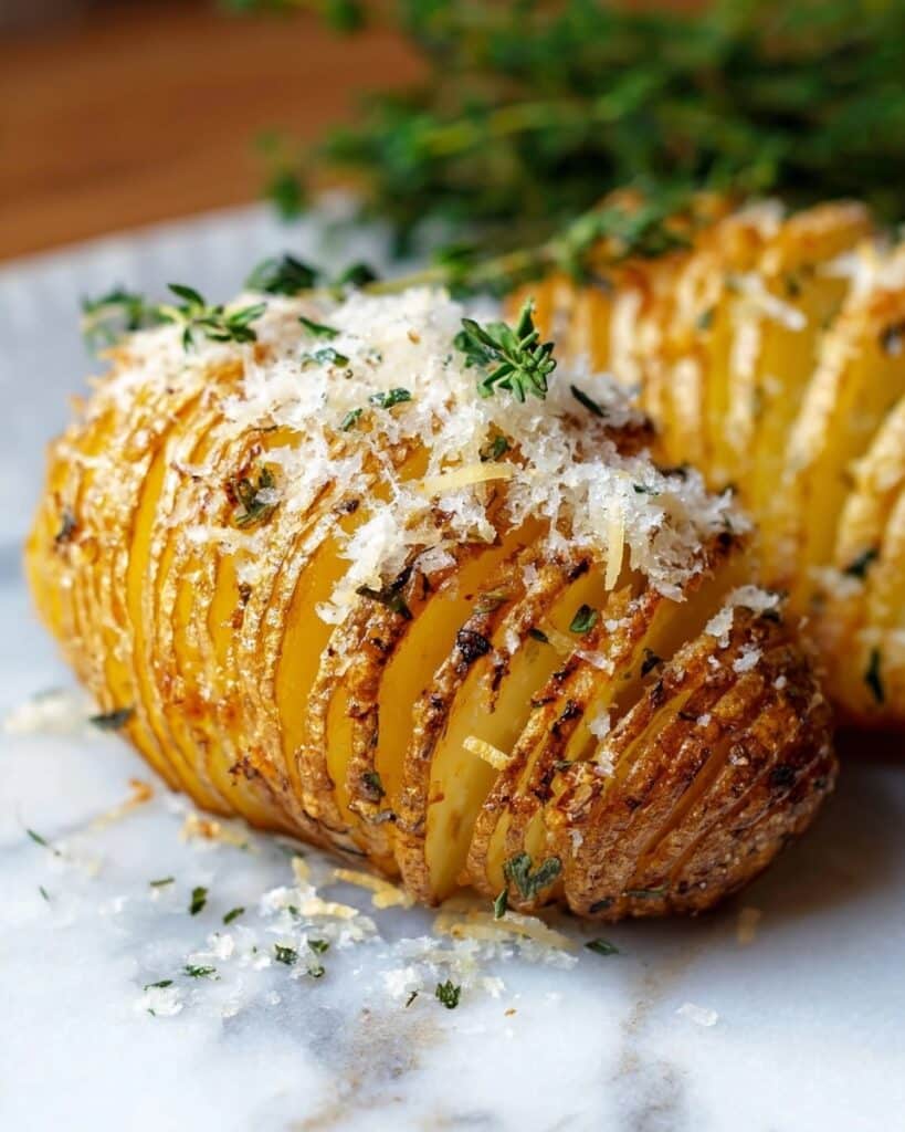 Air Fryer Hasselback Potatoes with Parmesan and Herbs Recipe