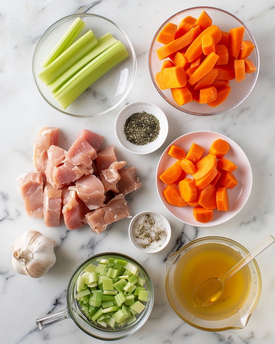 Single white shallow bowl with a plated portion of hearty beef stew, showing tender chunks of beef, vibrant orange carrot pieces, and bright green celery in a rich, savory broth, close-up angle revealing the texture of meat and vegetables, garnished with fresh thyme sprigs on top, placed on white marble surface with natural lighting, styled like a cozy food blog serving photo taken with an iphone --ar 4:5 --v 7