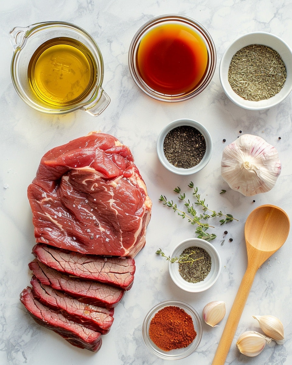 Single white plate featuring one thick, tender slice of braised beef brisket drenched in rich, glossy brown gravy, close-up angled shot revealing the moist, fibrous interior texture of the meat with its distinct grain and a caramelized, slightly crisped exterior edge, garnished with finely chopped fresh parsley, all set on a white marble surface under natural lighting, styled as an intimate plated serving photo taken with an iphone --ar 4:5 --v 7