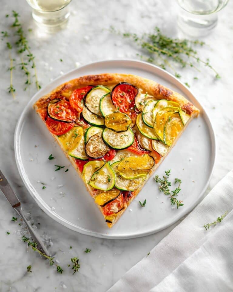 Summer Ratatouille Pizza with Garlic Thyme Olive Oil Drizzle Recipe