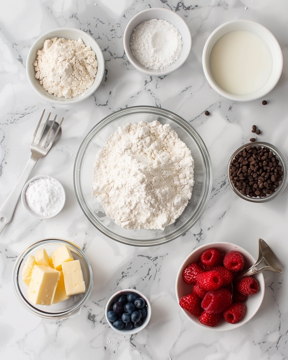 Single white plate with one flaky golden-brown pastry pocket filled visibly with vibrant red cherry filling, close-up angled shot revealing the delicate layers of puff pastry and the juicy, glossy interior fruit, topped with smooth white icing drizzles and a light dusting of powdered sugar, placed on a white marble surface, natural lighting highlighting the crisp texture and shine, intimate plated serving photo taken with an iphone --ar 4:5 --v 7