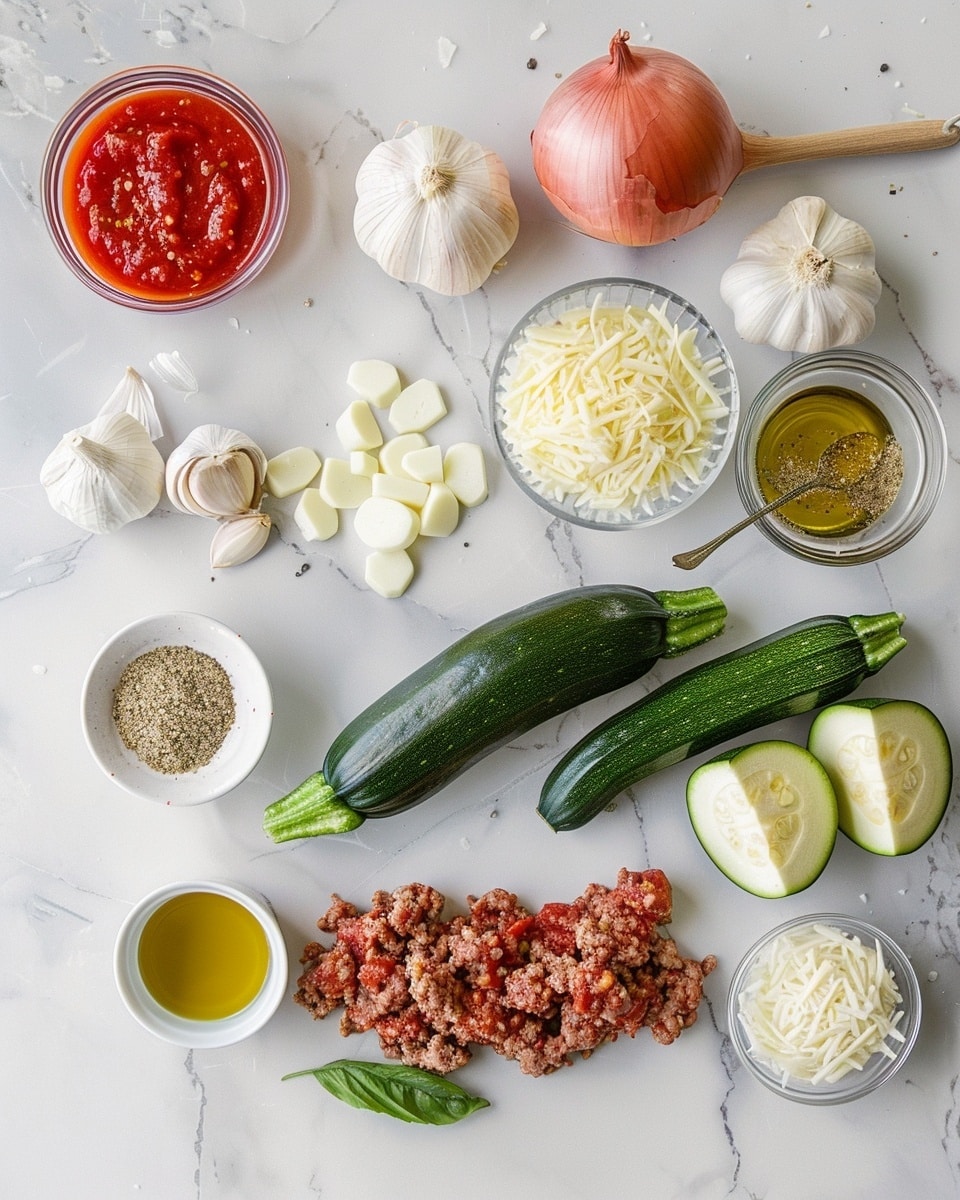 Single white plate holding one stuffed zucchini boat filled with savory ground meat and topped with melted cheese, close-up angled shot revealing the rich texture of seasoned meat nestled inside the green zucchini shell, sprinkled with finely chopped fresh herbs, natural lighting highlighting the golden-bubbly cheese and tender zucchini beneath, all presented on a white marble surface, styled as an inviting plated serving ready to eat, photo taken with an iphone --ar 4:5 --v 7