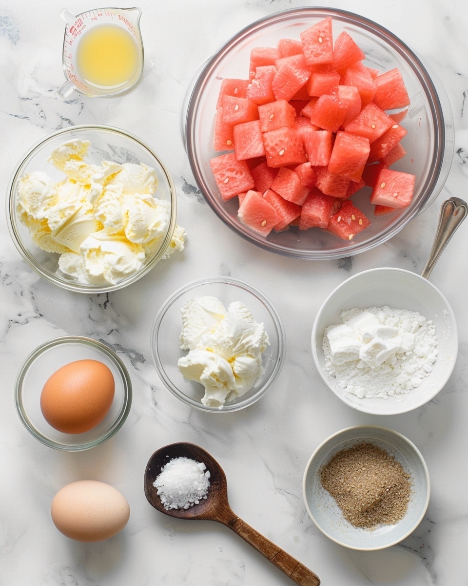Single white glass bowl with a close-up view of creamy, smooth watermelon mousse swirled on top, showing its light, airy texture, garnished with a fresh triangular slice of watermelon placed inside the mousse, all set on a white marble surface with soft natural lighting, styled as a single plated serving from a food blog, photo taken with an iphone --ar 4:5 --v 7