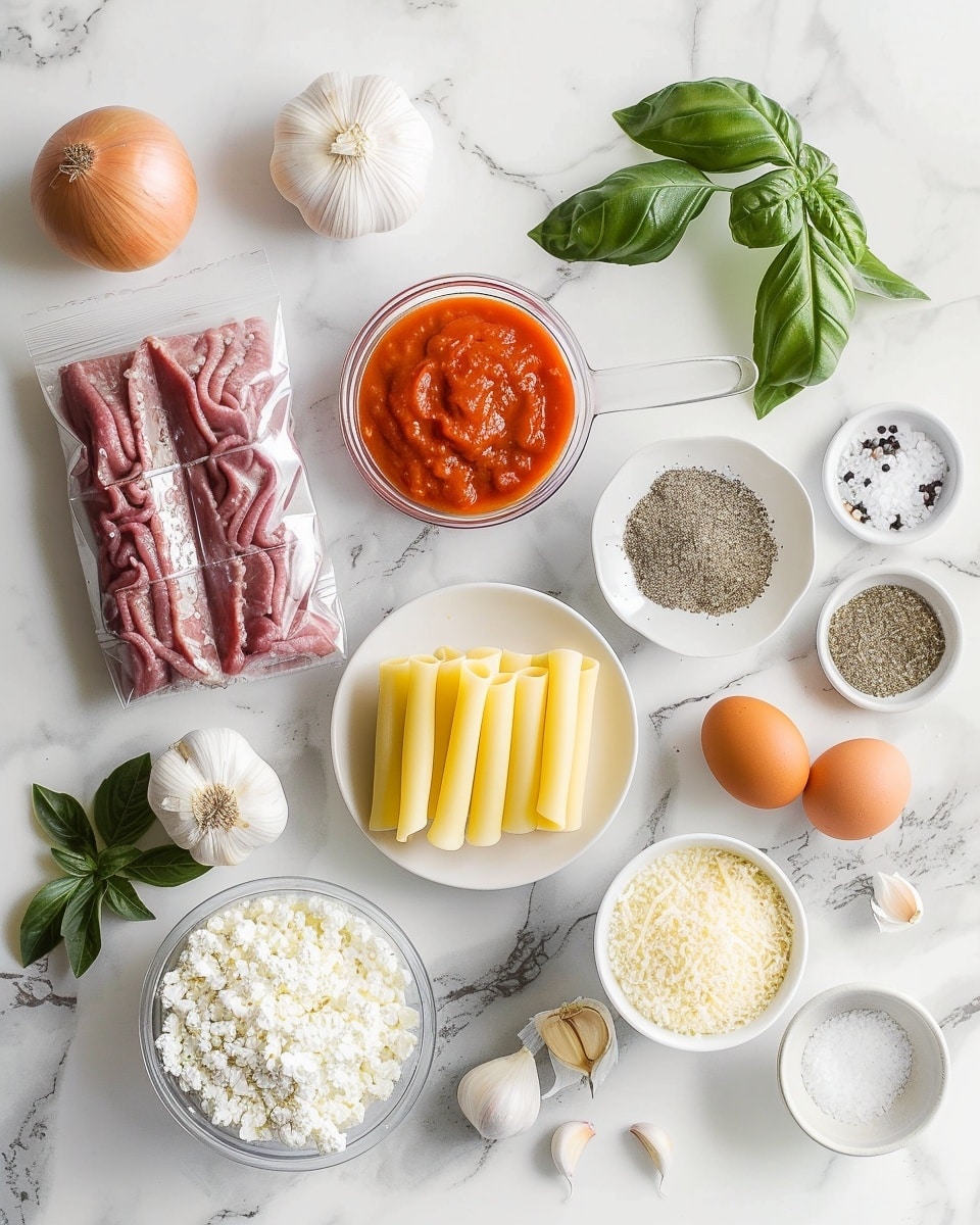 Single white plate showcasing one neatly plated portion of two cheese-filled manicotti tubes smothered in rich red meat sauce, close-up angled view revealing the creamy ricotta and ground meat filling inside the pasta tubes, topped with melted mozzarella cheese glistening under natural light, sauce pooling gently around the base, set on a white marble surface, intimate food blog style plated serving photo taken with an iphone --ar 4:5 --v 7