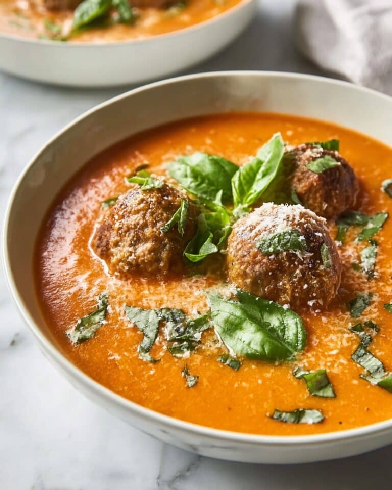 Creamy Tomato Basil Bisque with Savory Italian Meatballs Recipe