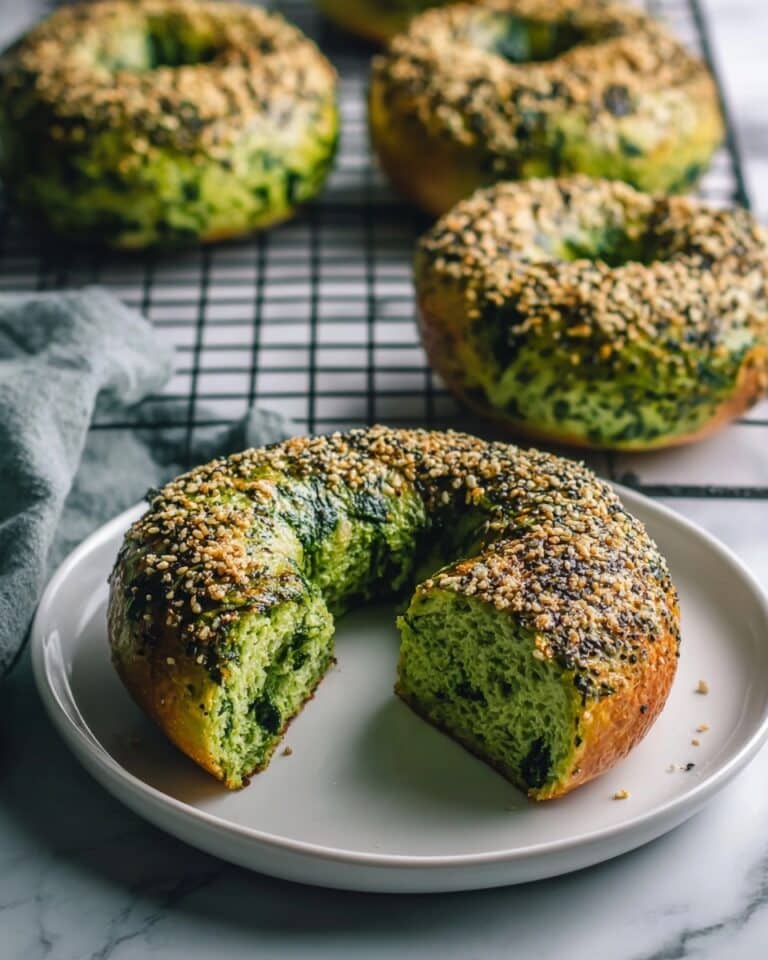 Green Spinach Bagels That Make Breakfast Deliciously Fun Recipe